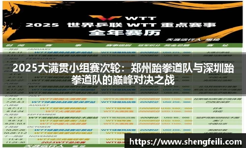 2025大满贯小组赛次轮：郑州跆拳道队与深圳跆拳道队的巅峰对决之战